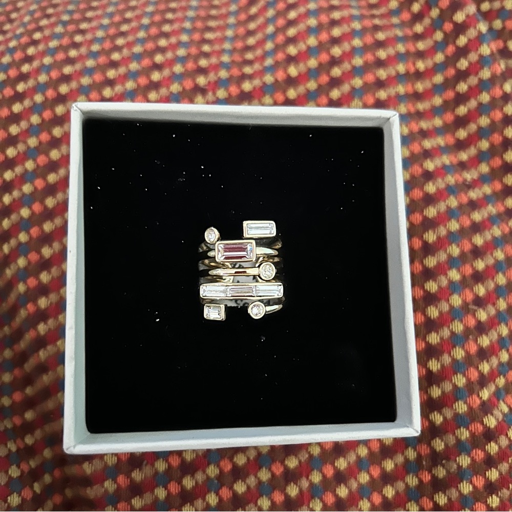 Alexis Bittar Adjustable Stacked Ring with Jewels